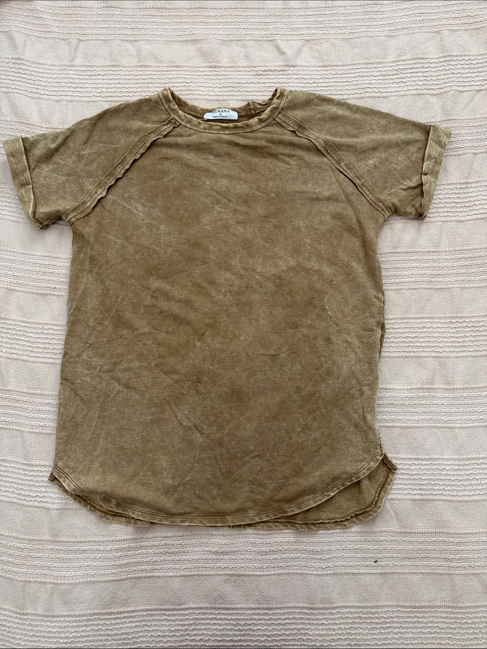 Zenana Outfitters Washed Brown Short Sleeve Tee